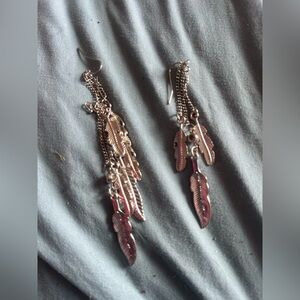 Silver Feather Dangle Earrings